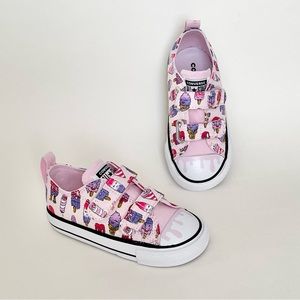Converse Girl Low-Top Pink Sneakers Frozen Treats Print Pattern NWB Size 7
